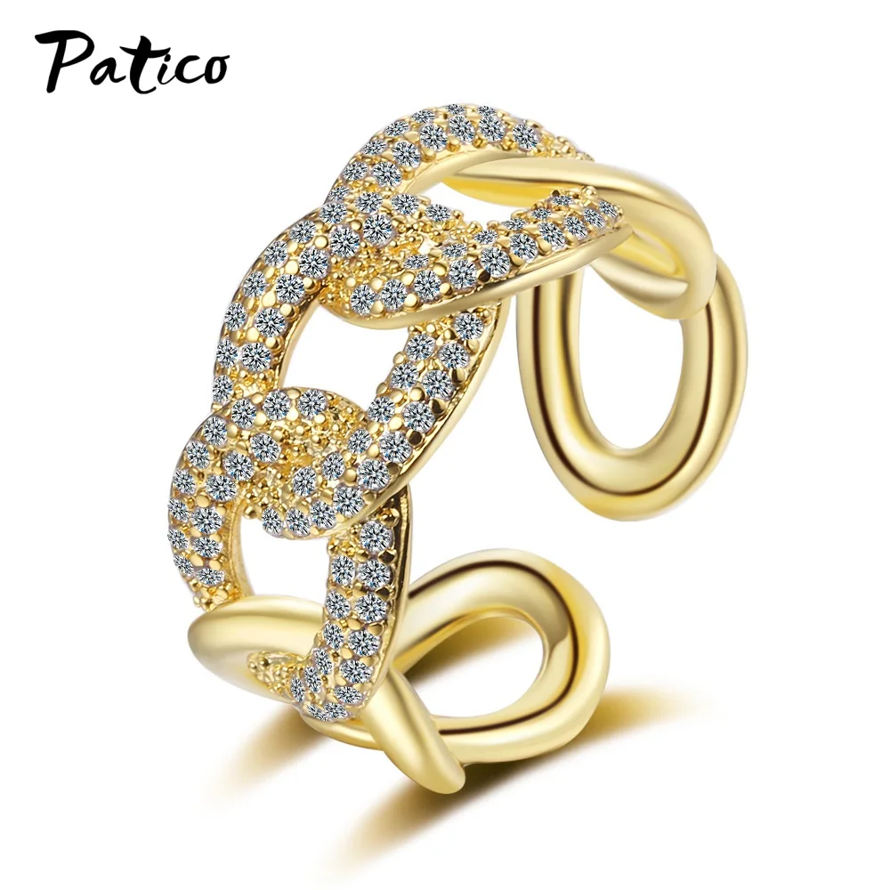 

New Geomentric Twist Circle Chain Sterling Silver 925 Ring for Women Open Adjustable Size Ring Fine Jewelry Party Gift