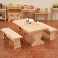 3pcsset 112 dollhouse miniature furniture wooden dining table chair model set decor