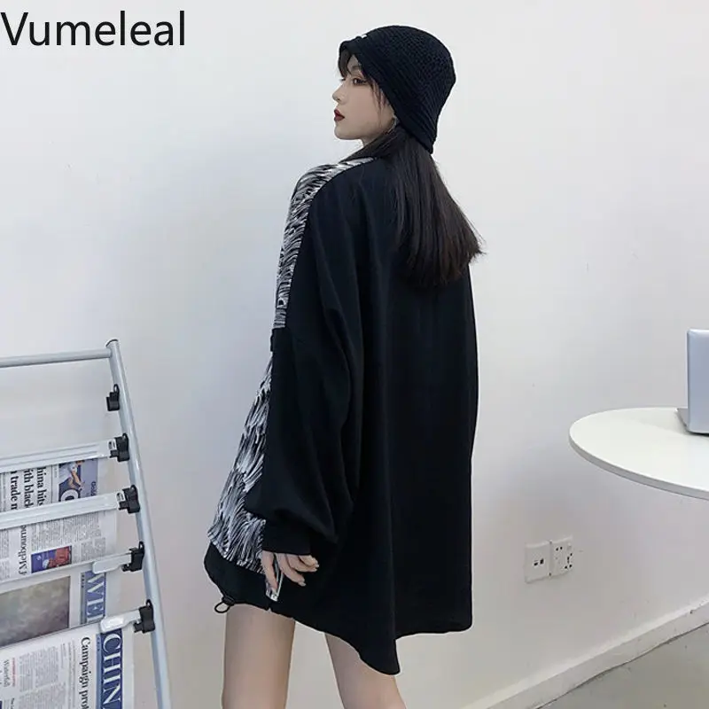 

Popular Logo Fried Street Color Splicing Long Sleeve Shirt Women Design Sense Small Blouse Spring and Autumn Shirt Womens Tops