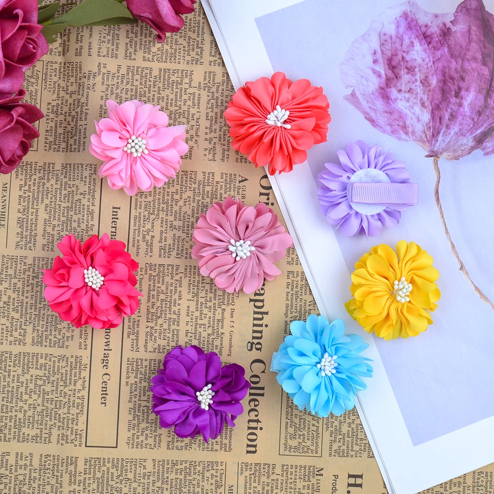 Заколка для волос в цветочек девочек 2 шт./Лот однотонная заколка ручная работа