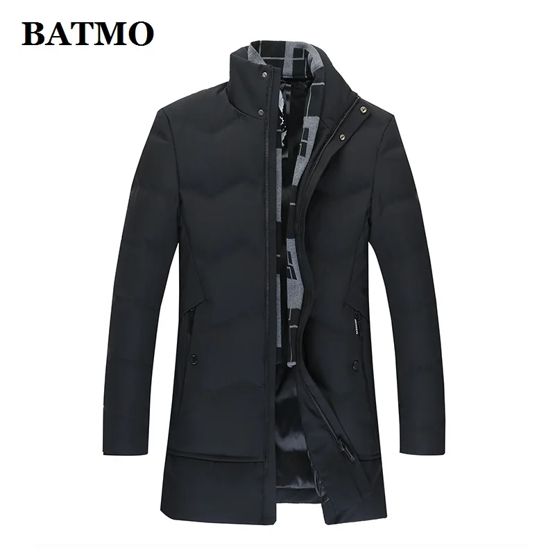 Мужские куртки BATMO 90% на белом утином пуху мужские зимние длинные пуховики