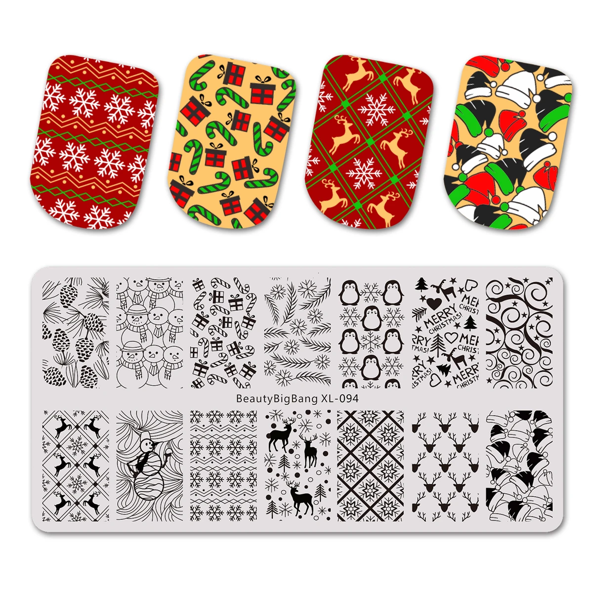 

Nail Beautybigbang Stamping Plates 3PCS Set Winter Theme Snow Deer Flower Image Stainless Steel Nail Art Stamp Template Stencil