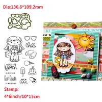 a cool beach girl flip flop sunglasses words metal cutting diestransparent clear stamps for diy scrapbooking album paper cards
