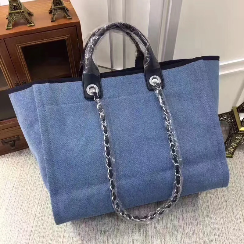 Sky blue Высококачественная классическая модная сумка для покупок, женская пляжная сумка, Холщовая Сумка для покупок с вышивкой, Классическая Холщовая Сумка для покупок с блестками - Color: Sky blue