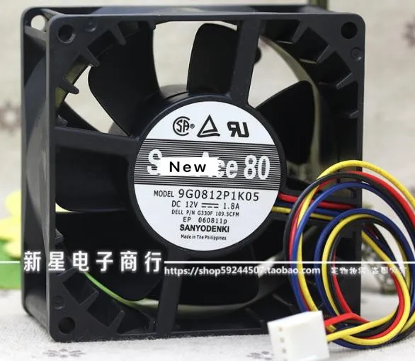 

For Sanyo 9G0812P1K05 DC 12V 1.8A 80x80x38mm Server Cooling Fan
