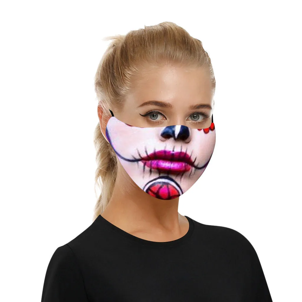 Halloween Face Mask 3D Skull Print Mascara Gripe Funny Washable Mouth Masks Casual Cotton Fabric Adult Cover Mondmasker | Дом и сад