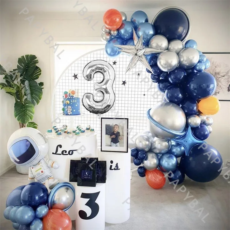 1Set Outer Universe Space Planets Theme Party Balloons Set 32" Number Foil Balloons For Kids Birthday Baby Shower Party Decor