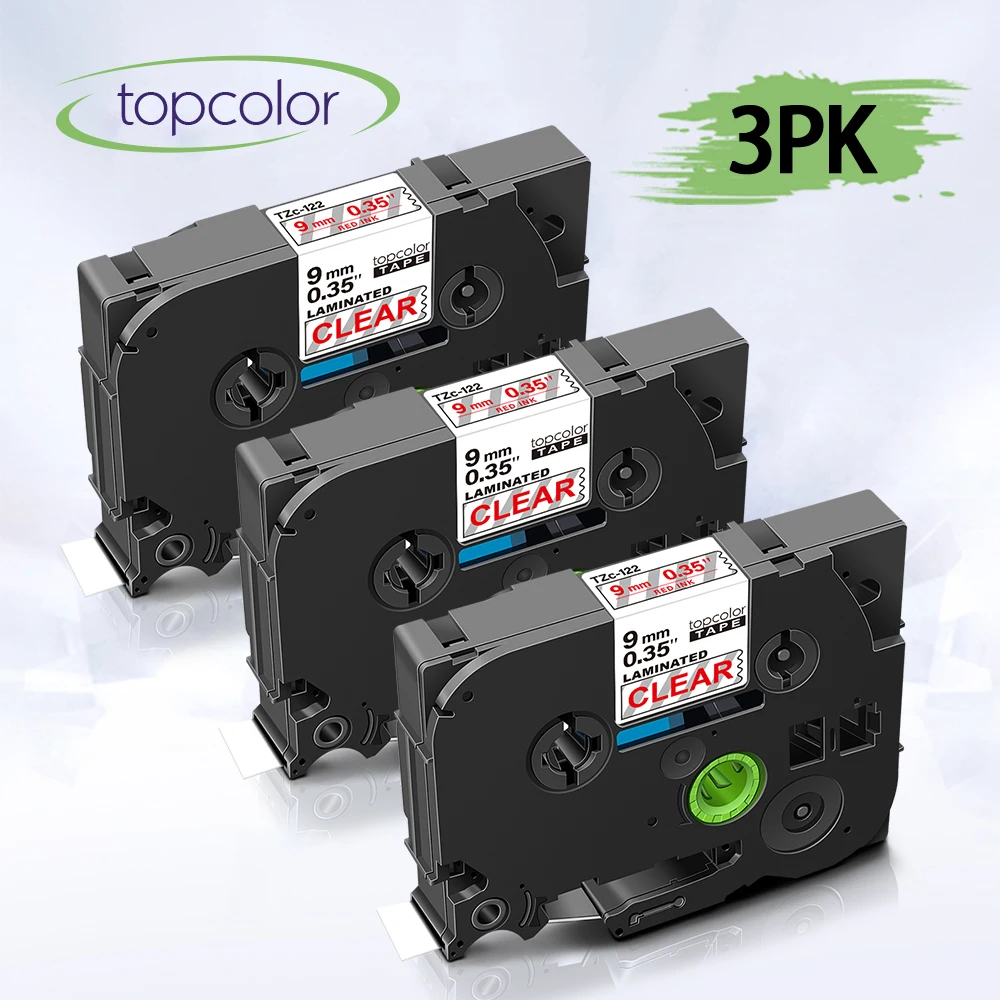 Цветная красная на прозрачной 9 мм лента для принтера Подходит Brother tze Label Maker tze122