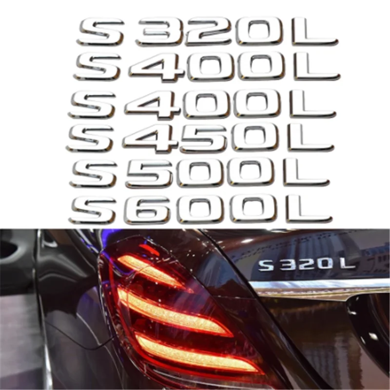 

S320L S400L S450L S500L S600L Rear Trunk Letter Emblem Badge Sticker Car Tuning For Mercedes Benz AMG S Class Logo Accessories