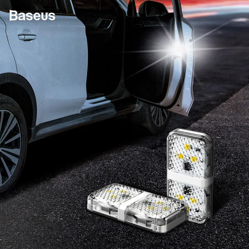 Baseus 2 шт. 6 светодиодов автомобиля открывания двери Предупреждение светильник защитные перчатки анти-столкновения аварийная лампа аварийной сигнализации автомобиля пока индикатор не начнет мигать сигнальный светильник s