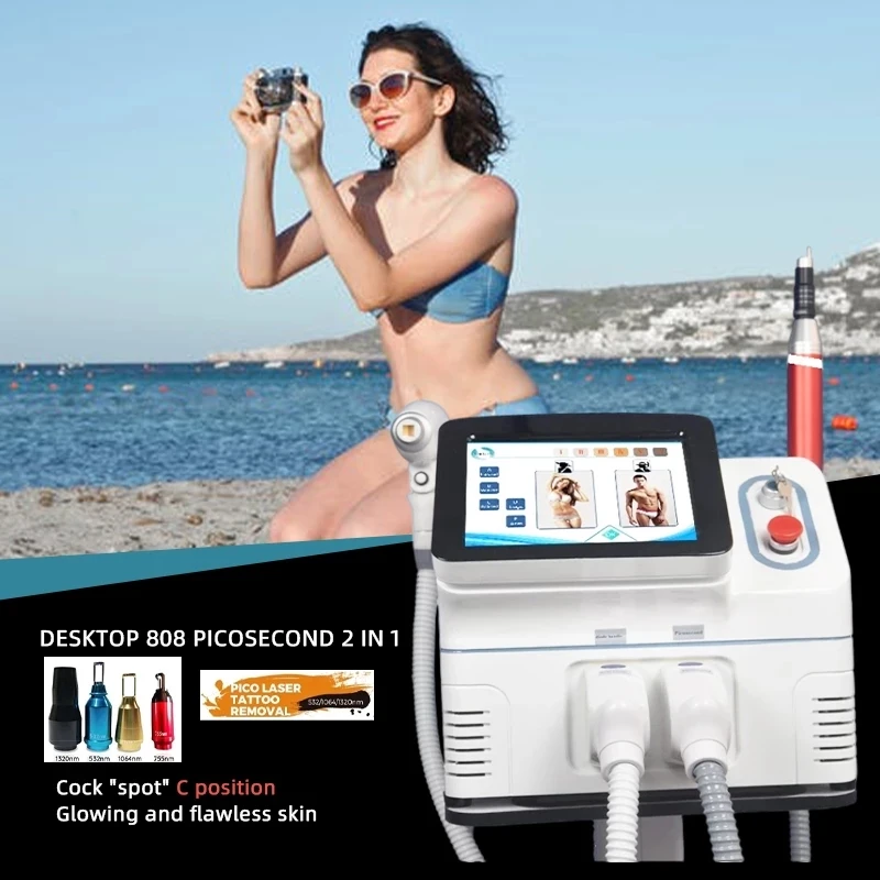 

2 in 1 Laser Tattoo Removal Machine 800W 1200w Diode Laser 808 755 1064nm Hair Removal Equipment