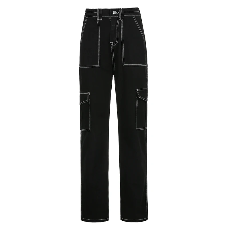 

Jeans Woman High Waist Baggy Mom Femme Mujer 2021 Black Donna Wide Leg Taille Haute Flare y2k Cargo