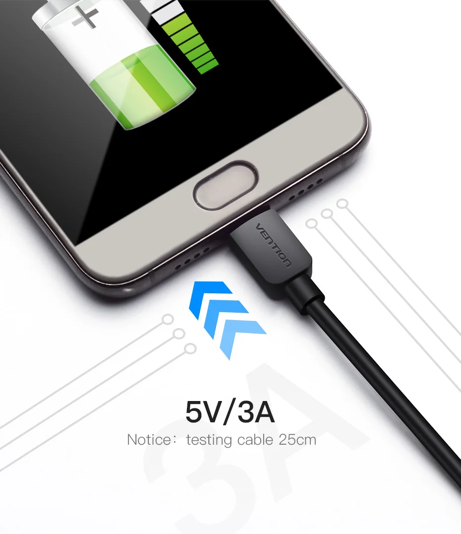Vention usb type C кабель для samsung S10 huawei P30 Pro Быстрая зарядка type-C мобильный телефон зарядный провод USB C кабель для samsung S9