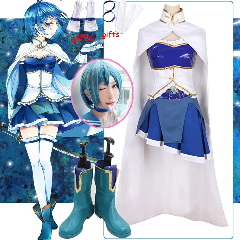 Аниме Puella Magi Madoka Magica Miki Sayaka искусственное платье парик обувь перчатки реквизит
