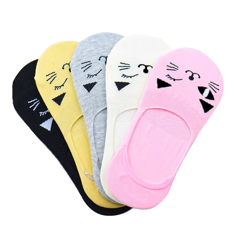 5 пар носков с милыми животными женские летние дышащие корейские носки-невидимки