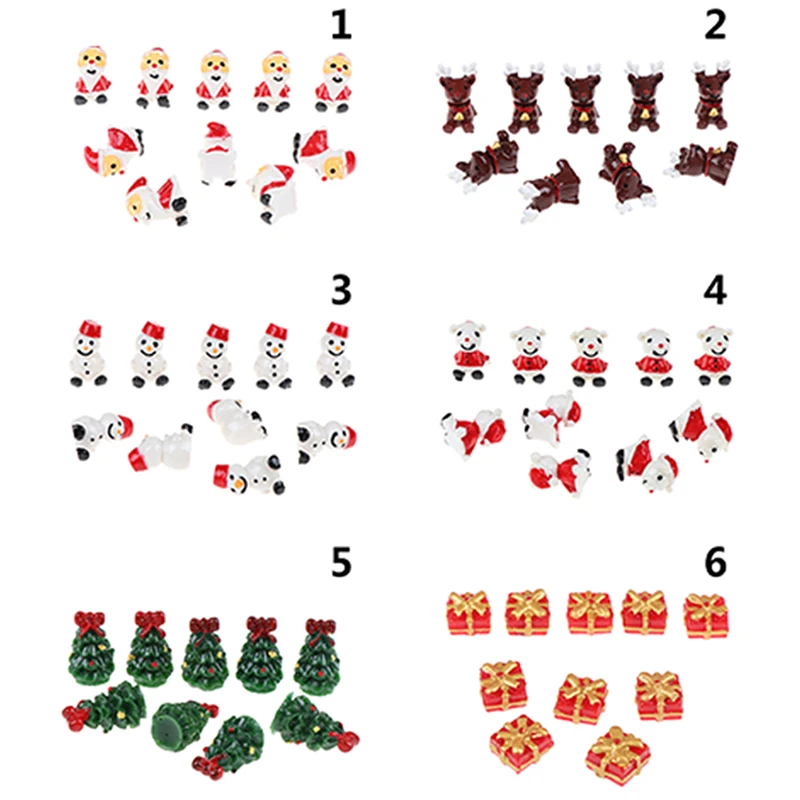 10 шт. мини рождественские миниатюрные Снеговики Санта-лось Рождественская елка