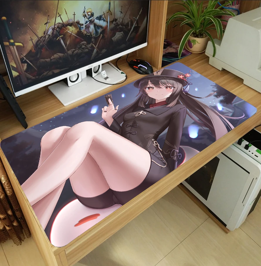 new game genshin impact hu tao large mouse pad thicken laptop gaming mice mat desk keyboard mat anti slip playmat cosplay gift free global shipping