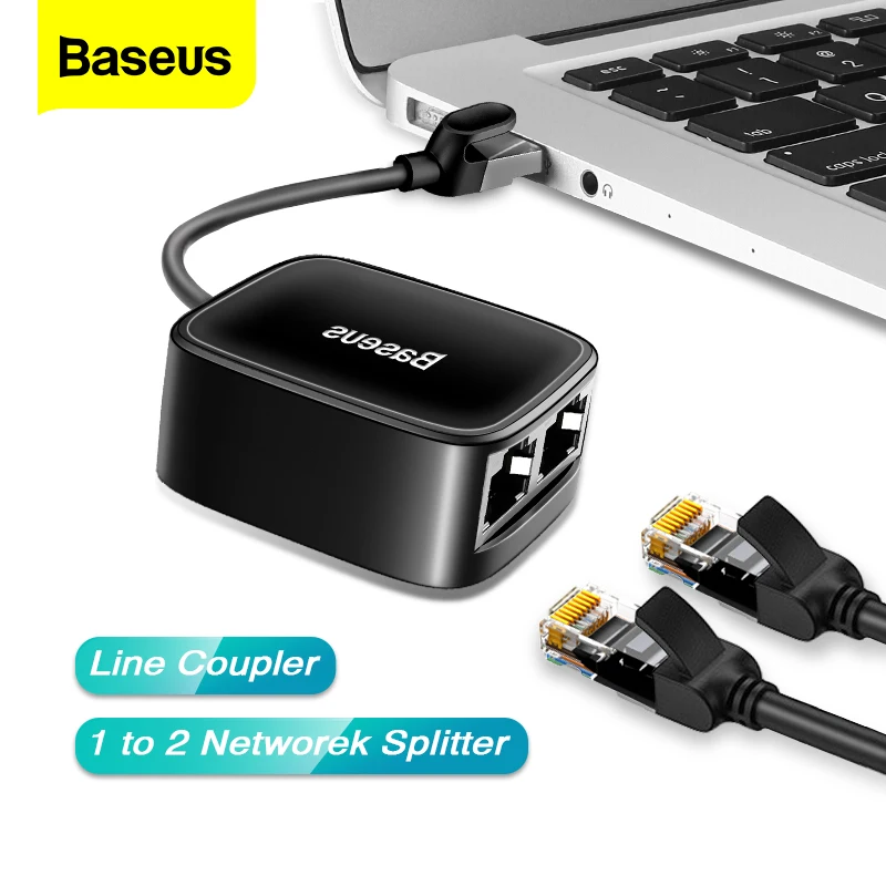 

Baseus RJ45 Connector Adapter 1 to 2 High Speed Ethernet Cable Splitter Female to Female Network Cable Extender Plug Extension