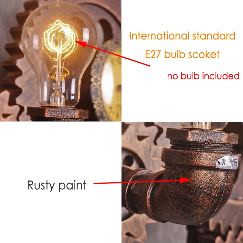 Настенный светильник в стиле ретро Лофт лампа с колесиками E27 настенное бра для