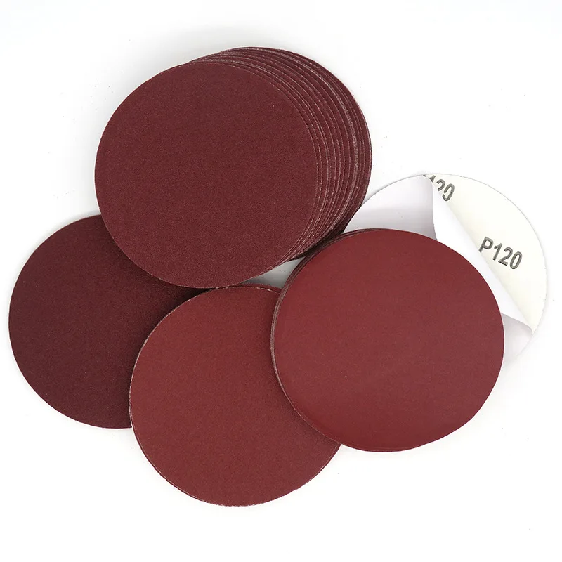5Pcs 5 Inch Adhesive Red Sand Dry Grinding 125mm Viscose Sandpaper Wood Metal Polishing | Инструменты