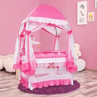 Portable Baby Crib Playpen Cradle Bassinet Changing Pad Mosquito Net Toys w Bag