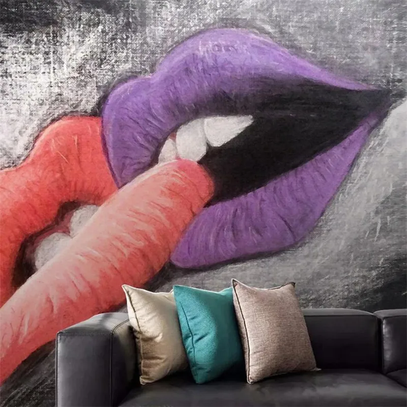 Milofi пользовательские 3D креативная ручная роспись маслом красные губы с любовью