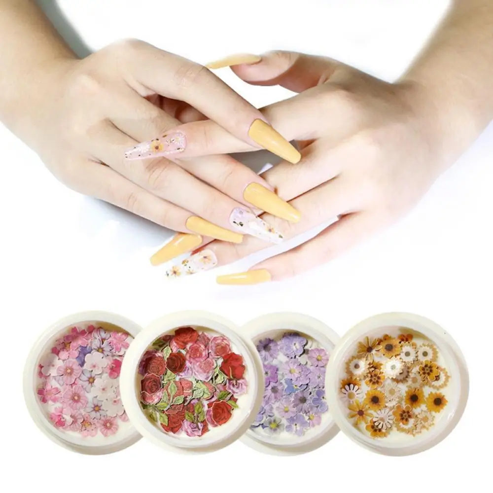 

50% Hot Sale Simulation Rose Marguerite Sakura Decals Wood Pulp Slices Nail Art Decorations