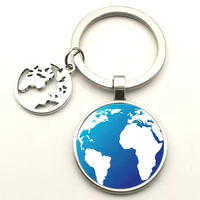 creative carbassoon airplane map charm pendant keychain gift world map key ring travel discovery discover glass dome souvenir