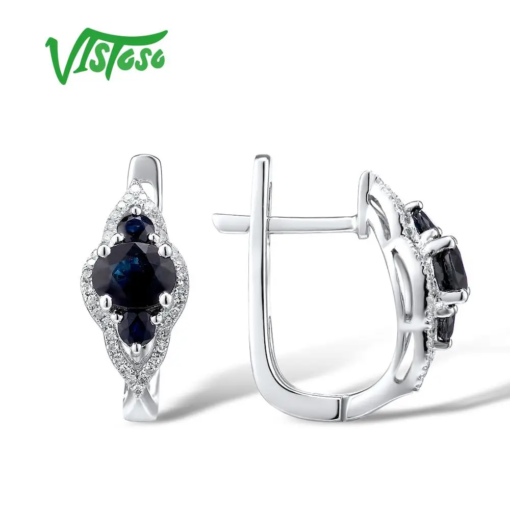 Женские Золотые сережки с сапфирами VISTOSO розовое золото 14 к 585 пробы со