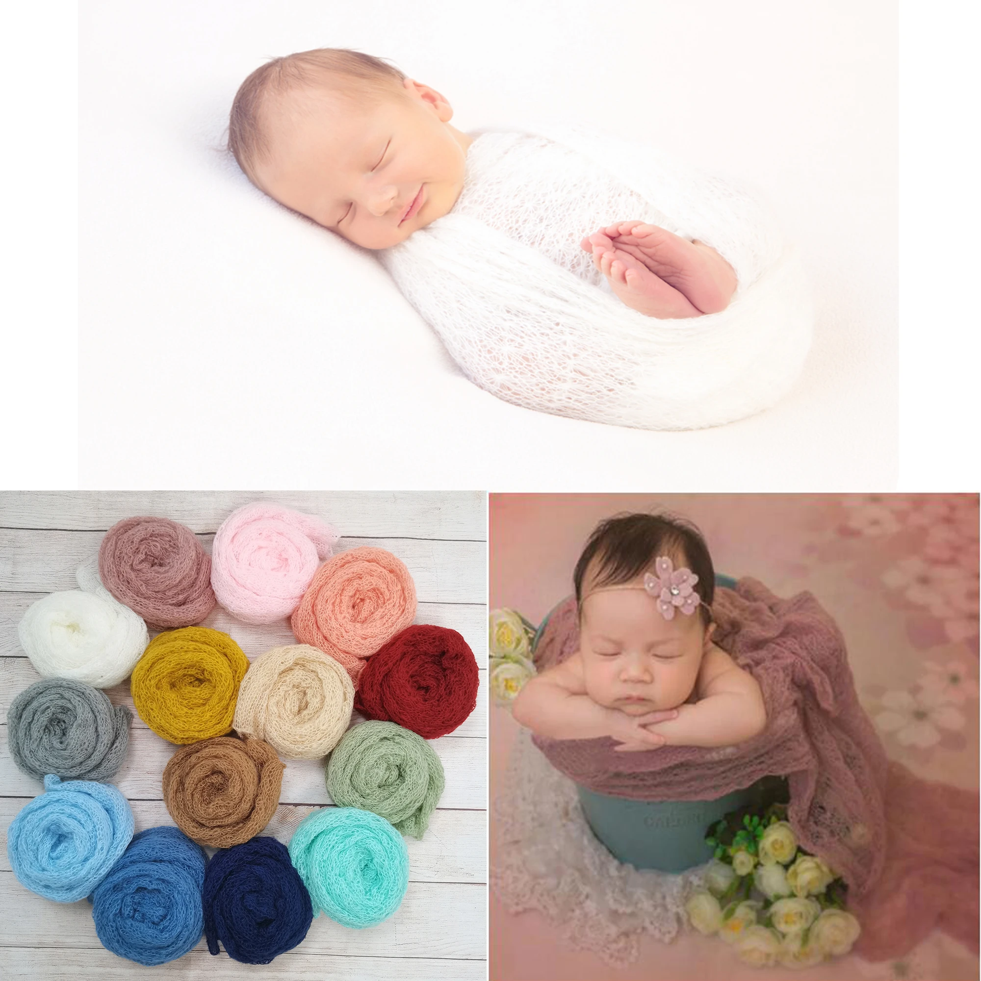 

New 150x40CM Stretch Soft Knit Mohair Baby Wraps Newborn Photography Props Infant Photo Shoot Accessories Studio Background