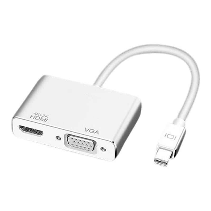 Лидер продаж переходник с Mini DP на VGA + HDMI 2 в 1 4K HD преобразователь для интерфейса MINI