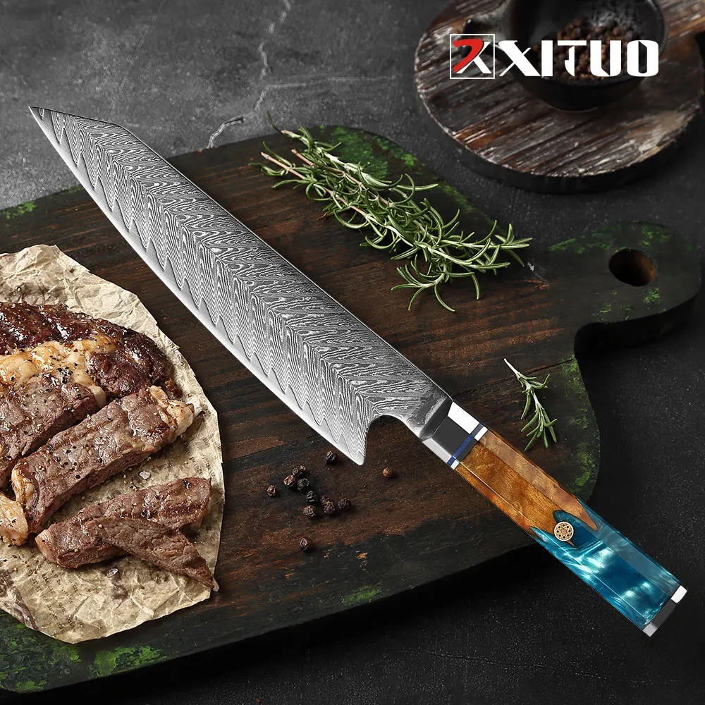XITUO New Kitchen Kiritsuke Knife Gyuto Knife Pro Japanese VG10 Damascus Steel Sharp Blade Cleaver Slicing Knives Cooking Tools