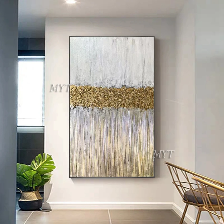 Золотой дизайн абстрактный 100% ручная роспись Тяжелая Текстура картина маслом