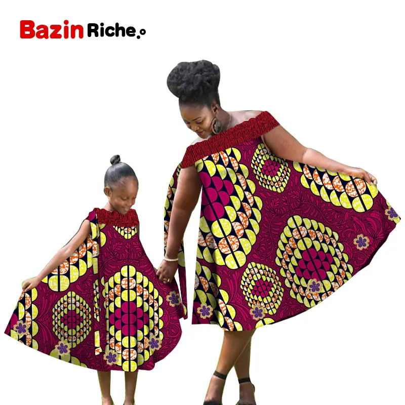 Платья для матери и дочери 2021 популярного типа трапециевидного силуэта с