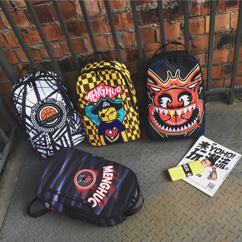 

Backpack Korean Version of Harajuku ins Super Fire Female Street Hip Hop Tide Cool Backpack Male Campus Student Bag