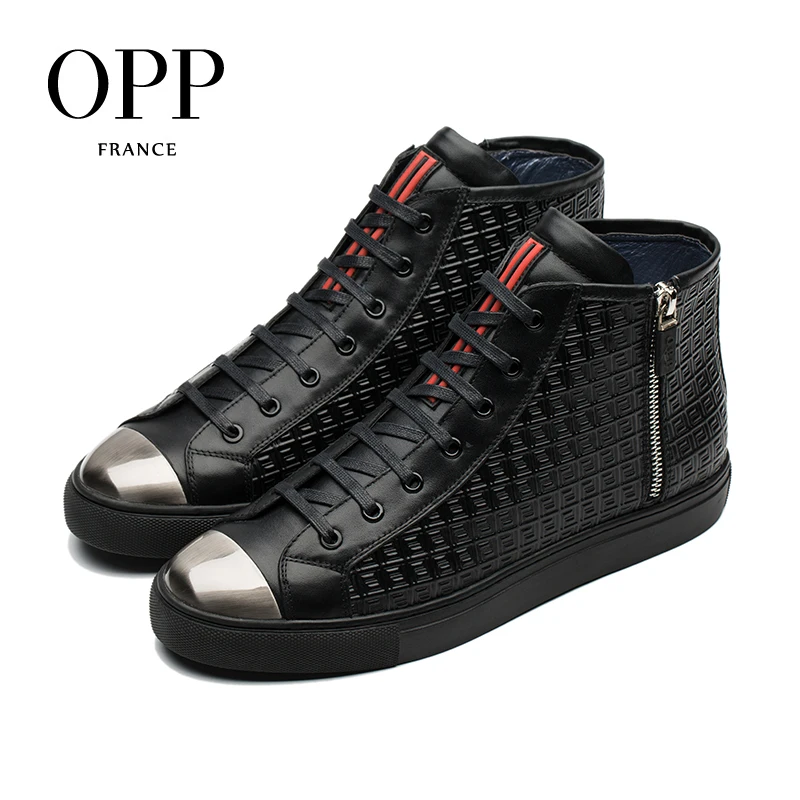 Мужские мотоциклетные ботильоны OPP черная повседневная обувь из натуральной