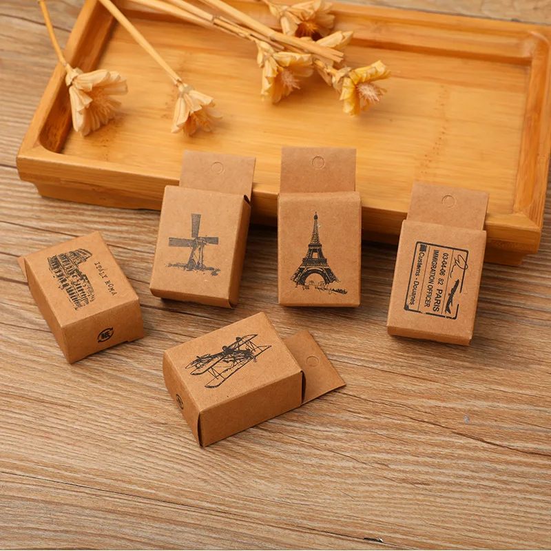 

36pcs Vintage Wooden Stamp European Travel Handbook Diary Album Decorative Wood Rubber stamps Mini Stationery Stamp