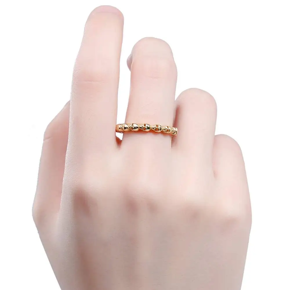 Женское золотое кольцо EVBEA Крутое штабелируемое черное с черепами кольца