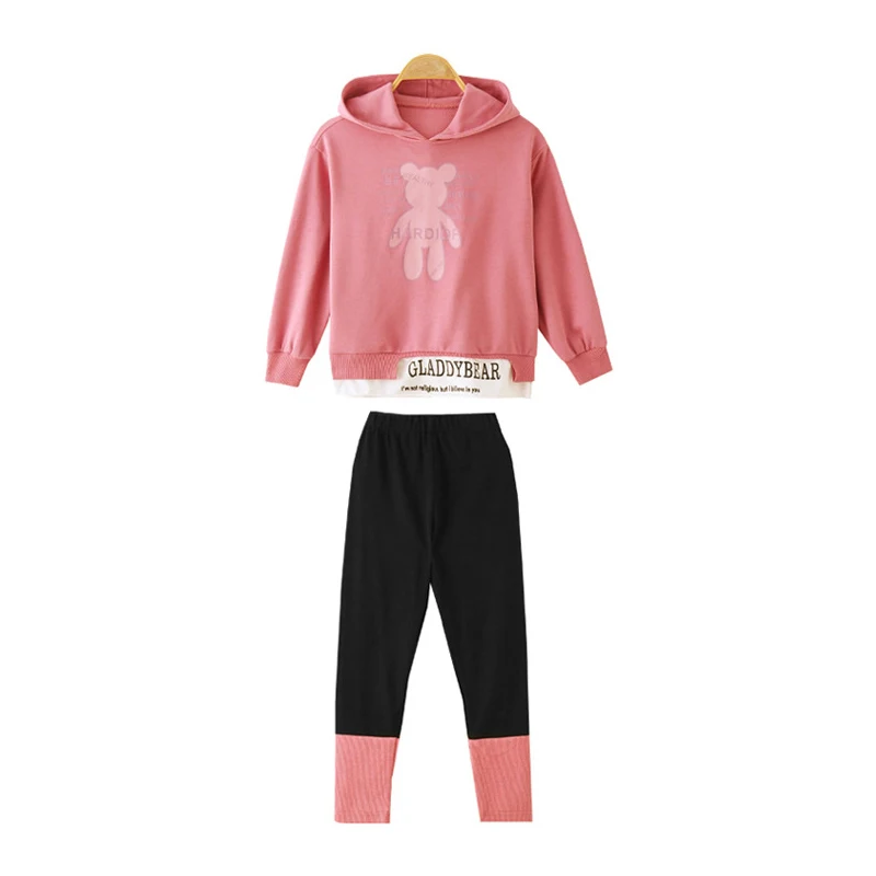 

Tracksuit Girls 2020 Cotton O- Neck Pullover Bear Girls Sport Suits Spring Fall Children Clothing Sports Set Casual Kids Outfits