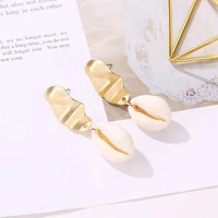 hocole sea shell drop dangle earrings for women 2019 brincos bohemian gold metal shell earring statement wedding party jewelry