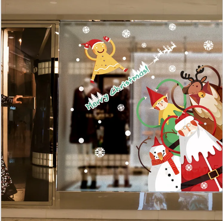 Съемные рождественские наклейки на стену окна спальни гостиной стеклянные двери