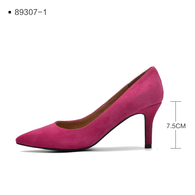 Pink Suede 7.5CM Donna-in/Женская обувь из натуральной кожи г. Весенние туфли-лодочки с острым носком туфли-лодочки на тонком высоком каблуке вечерние женские замшевые туфли на каблуке 7,5 см - Цвет: Pink Suede 7.5CM