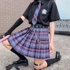 Юбка-мини в клетку, с завышенной талией, в стиле Харадзюку