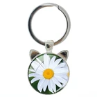 TAFRE Подсолнух изображение интересной формы Новинка ручной работы посеребренные кошачьи уши брелок для мужчин и женщин аксессуары ювелирные изделия