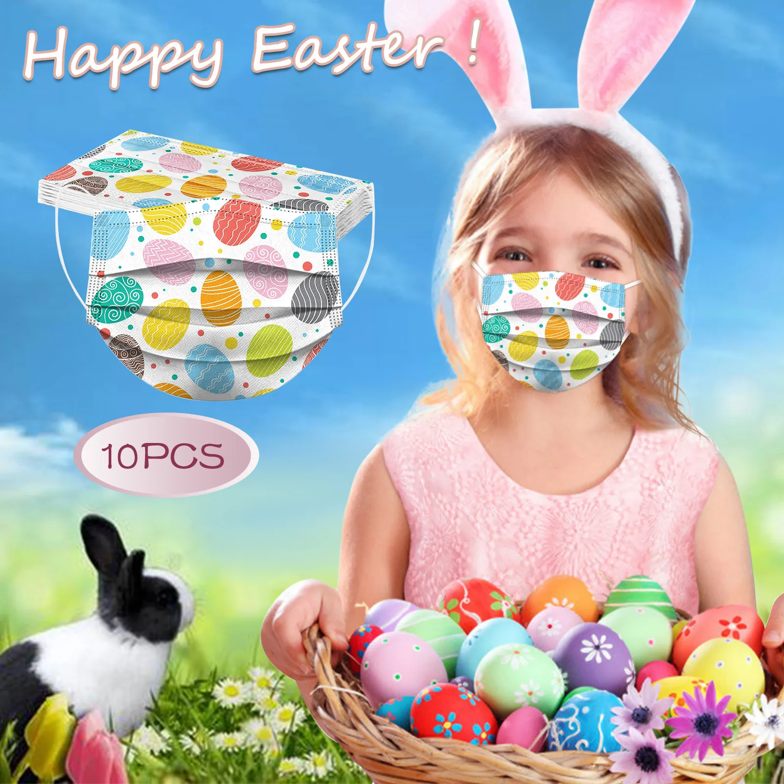 10 шт. пасхальные Смешные одноразовые маски для лица в виде кролика - купить по