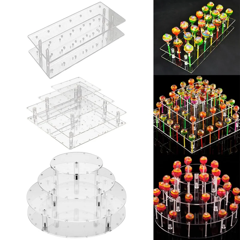

21/35/56 Holes Cake Pop Lollipop Stand Display Holder Bases Shelf Candy Lollipop Stand DIY Wedding Party Cake Display Holder