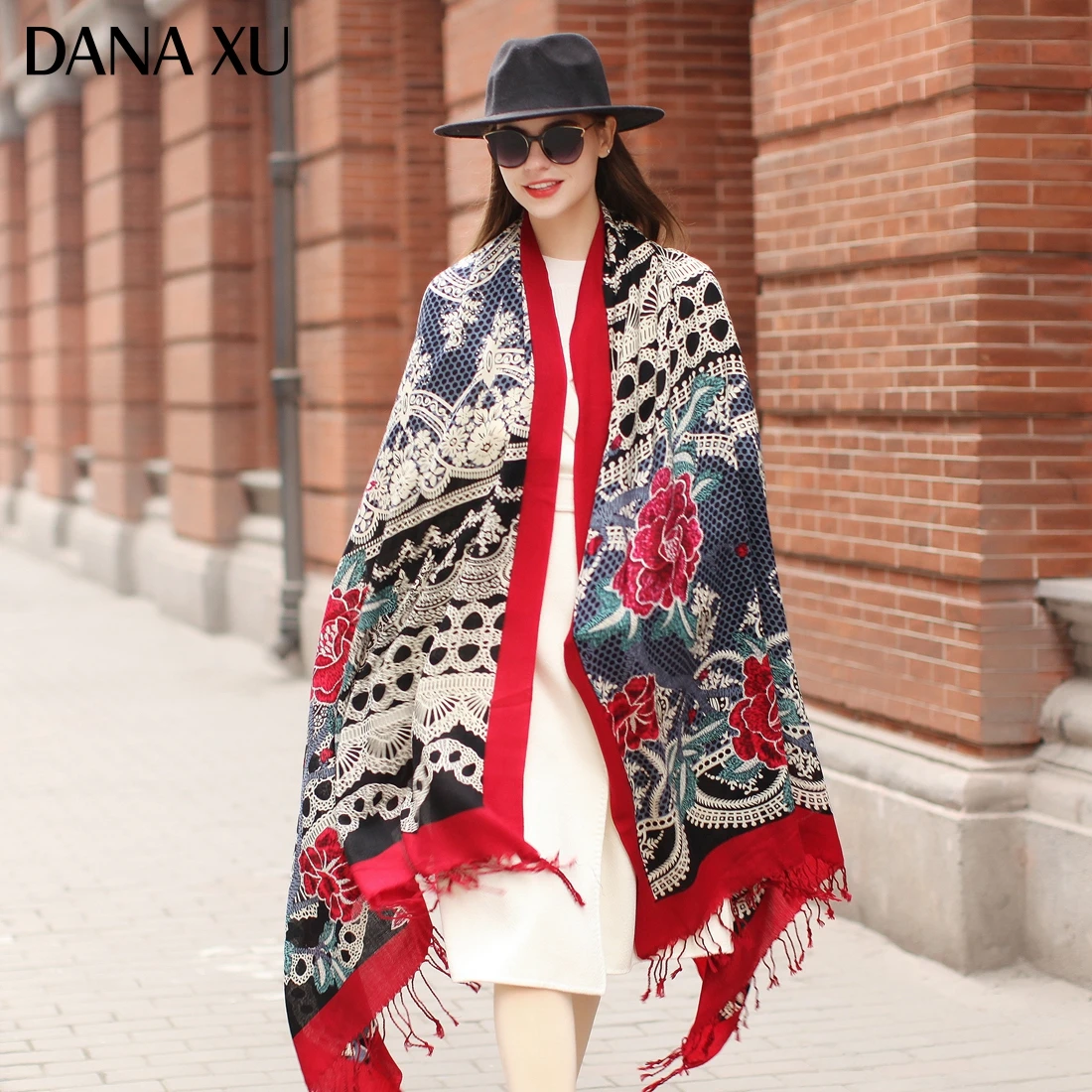 Online DANA XU Bufanda Mujer Wolle Poncho Kopf Frauen Dame Warme Schal Stola Bandana Schal Hijab Luxus Marke Pashmina Winter 2021