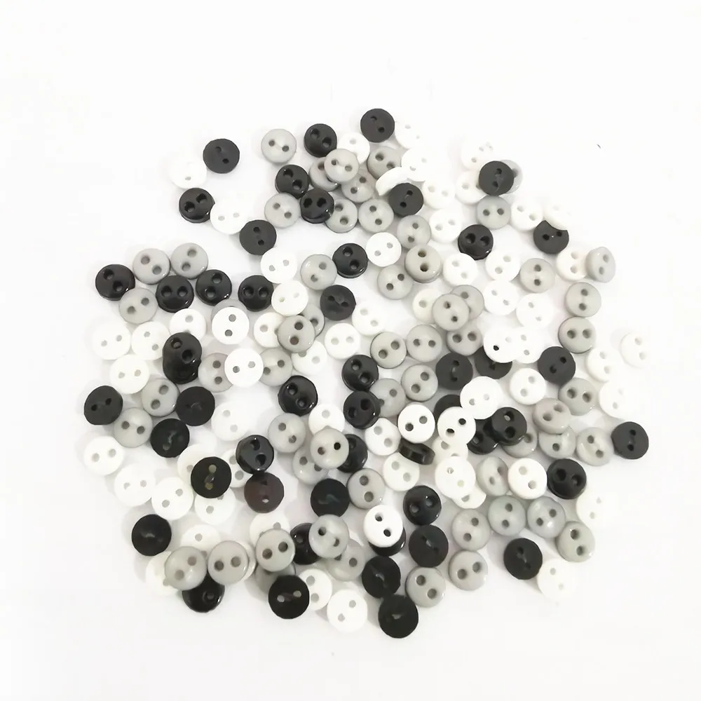 500 шт. 4 мм черно белые и серые миниатюрные круглые куклы с пуговицами украшения