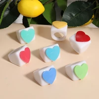 2021 new fashion simple cute geometric wide square love resin ring multiple colors casual jewelry party birthday gift