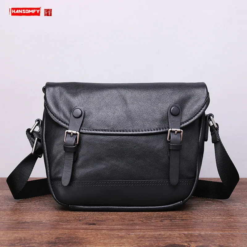 New Men's Leather Shoulder-Bag Fashion Korean-Style Full Grain Full-Grain Leather Messenger Bag Casual Sports Bag